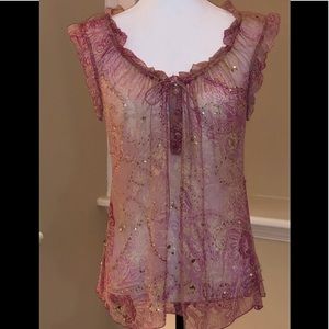 Diane Von Furstenberg Tops - Silk Dianne Von Furstenberg Sweet Pink Glitter Top Diane Von Furstenberg Tops - Silk Dianne Von Furstenberg Sweet Pink Glitter Top